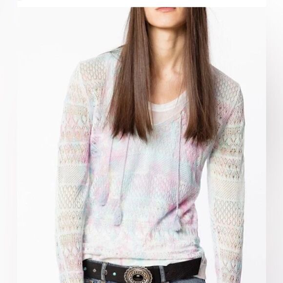 ZADIG & VOLTAIRE Delvy Co Splash Jumper crochet Sweater Size S - Picture 1 of 11